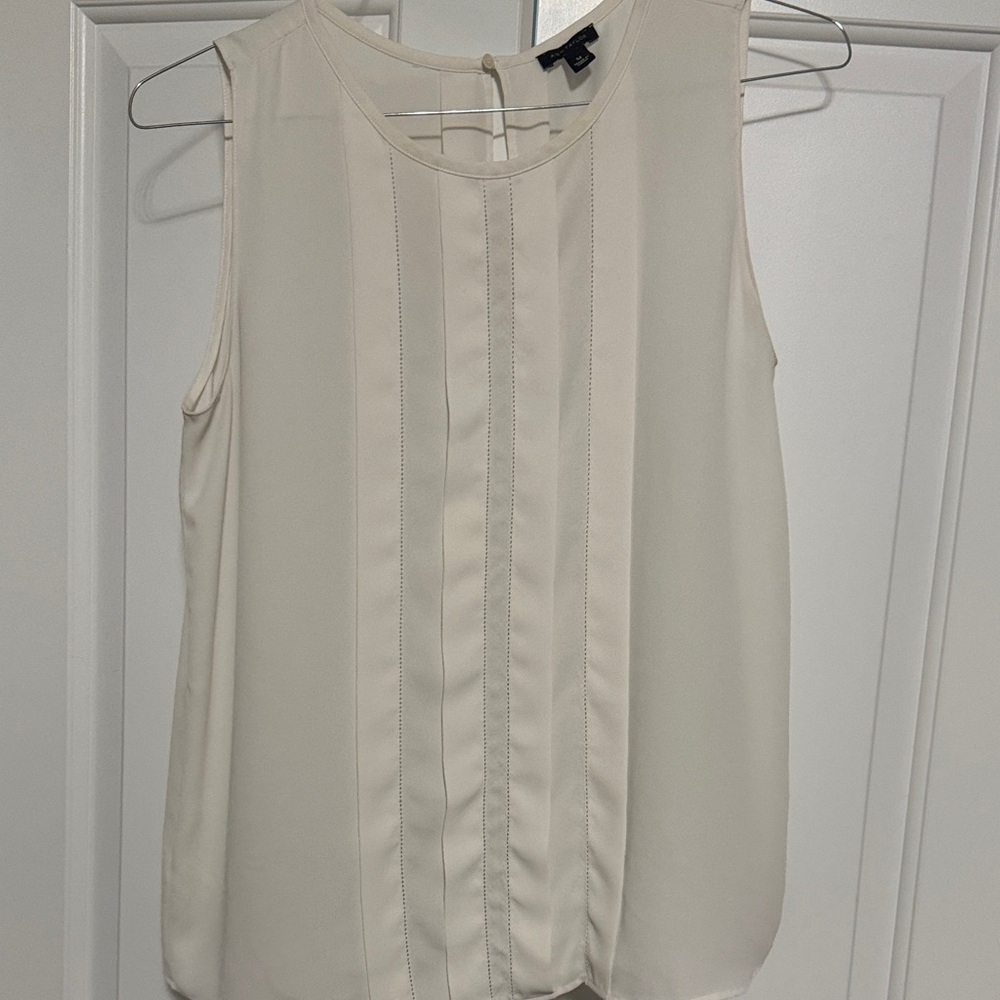 Ann Taylor Cream Sleeveless Blouse